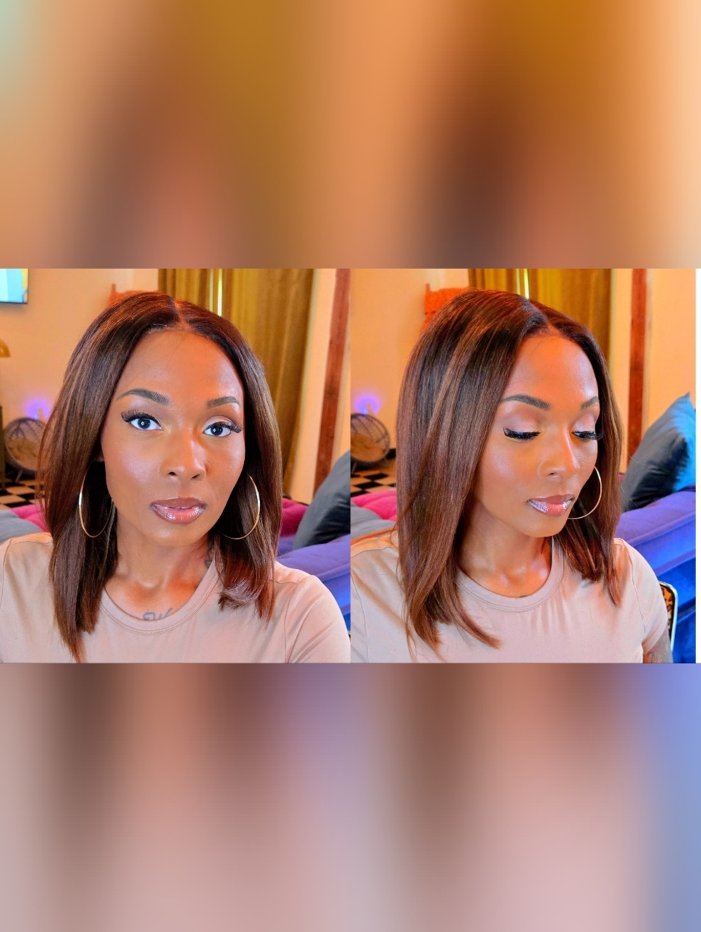 Chestnut Brown Ombre Yaki Bob Wig